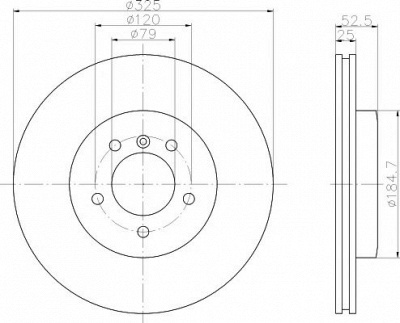 HELLA PAGID 8dd355121021 -  Тормозной диск